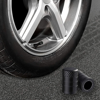 CKAuto Tire Valve Stem Caps, Black, 4 pcs/Pack, Anodized Aluminum Tire Valve Cap Set, Corrosion Resistant, Universal Stem Covers for Cars Trucks Motorcycles SUVs and Bikes