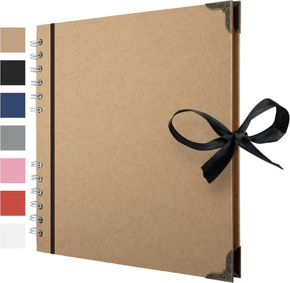 Bstorify Scrapbook Album 60 Pages (8 x 8 Inch) Brown Thick 200gsm Kraft Paper, Photo Album Scrapbook, Memory Book - Ideal for Your Scrapbooking Albums Art & Craft Projects