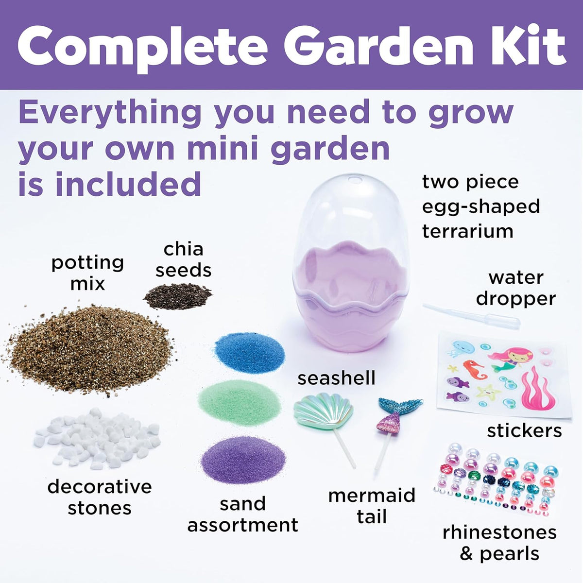 Creativity for Kids Mini Garden: Mermaid Terrarium Kit - Mermaid Gifts for Girls, Crafts and Toys, Stocking Stuffers for Kids (Ages 6+)