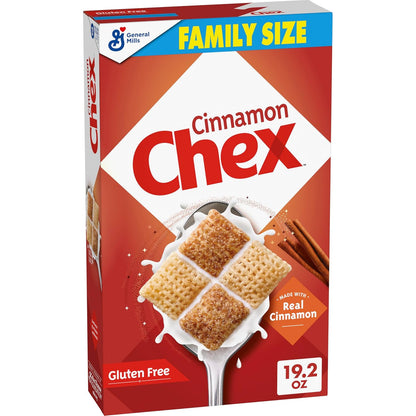 Cinnamon Chex Cereal, Gluten Free Breakfast Cereal, Made with Whole Grain, Family Size, 19.2 oz