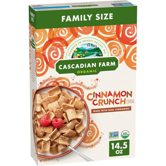 Cascadian Farm Organic Cinnamon Crunch Cereal, Family Size, 14.5 oz