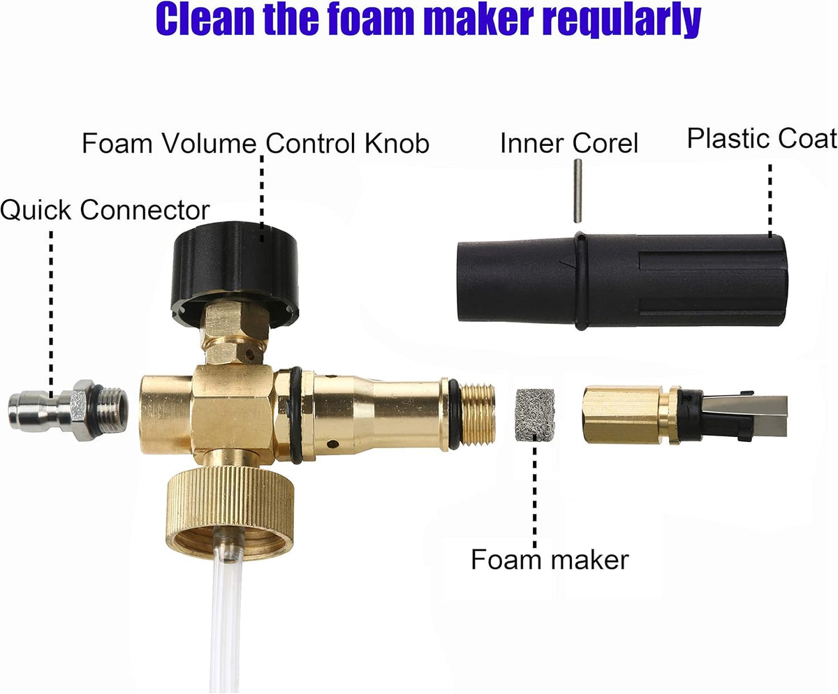 Tool Daily Foam Cannon with 1/4 Inch Quick Connector, 1 Liter, 5 Pressure Washer Nozzle Tips
