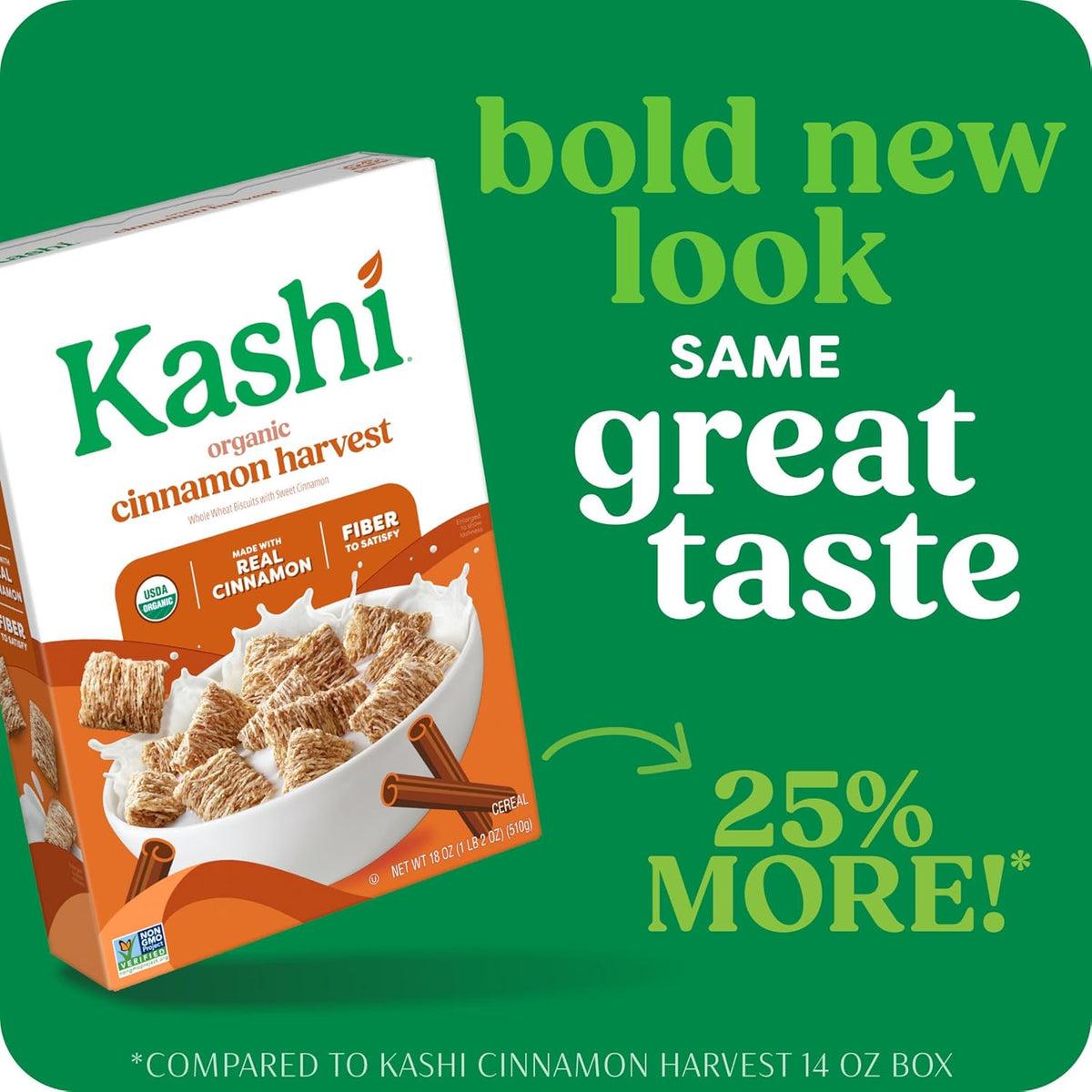 Kashi Breakfast Cereal, Organic, Whole Grain, Cinnamon Harvest, 18oz Box (1 Box)