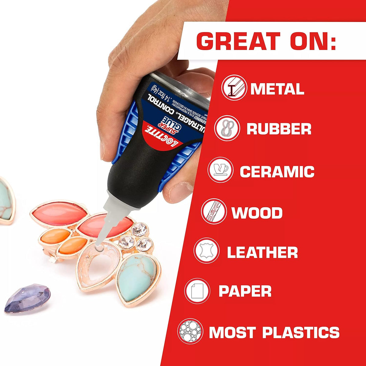 Loctite Super Glue Ultra Gel Control, Clear, 0.14 fl oz Bottle, 1 Pack - Superglue for Plastic, Wood, Metal, Crafts & Repair, Cyanoacrylate Adhesive Instant Glue, Quick Dry