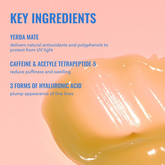 Good Molecules Yerba Mate Wake Up Eye Gel - Hydrating Under Eye Gel Cream with Hyaluronic Acid and Caffeine - Target Dark Circles and Puffiness - Skin Care for Face
