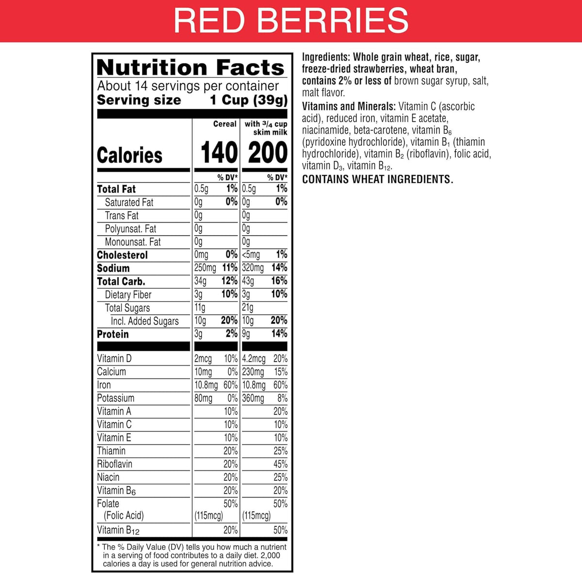 Kellogg's Special K Red Berries Breakfast Cereal, Good Source of Fiber, Giant Size, 19.2 oz