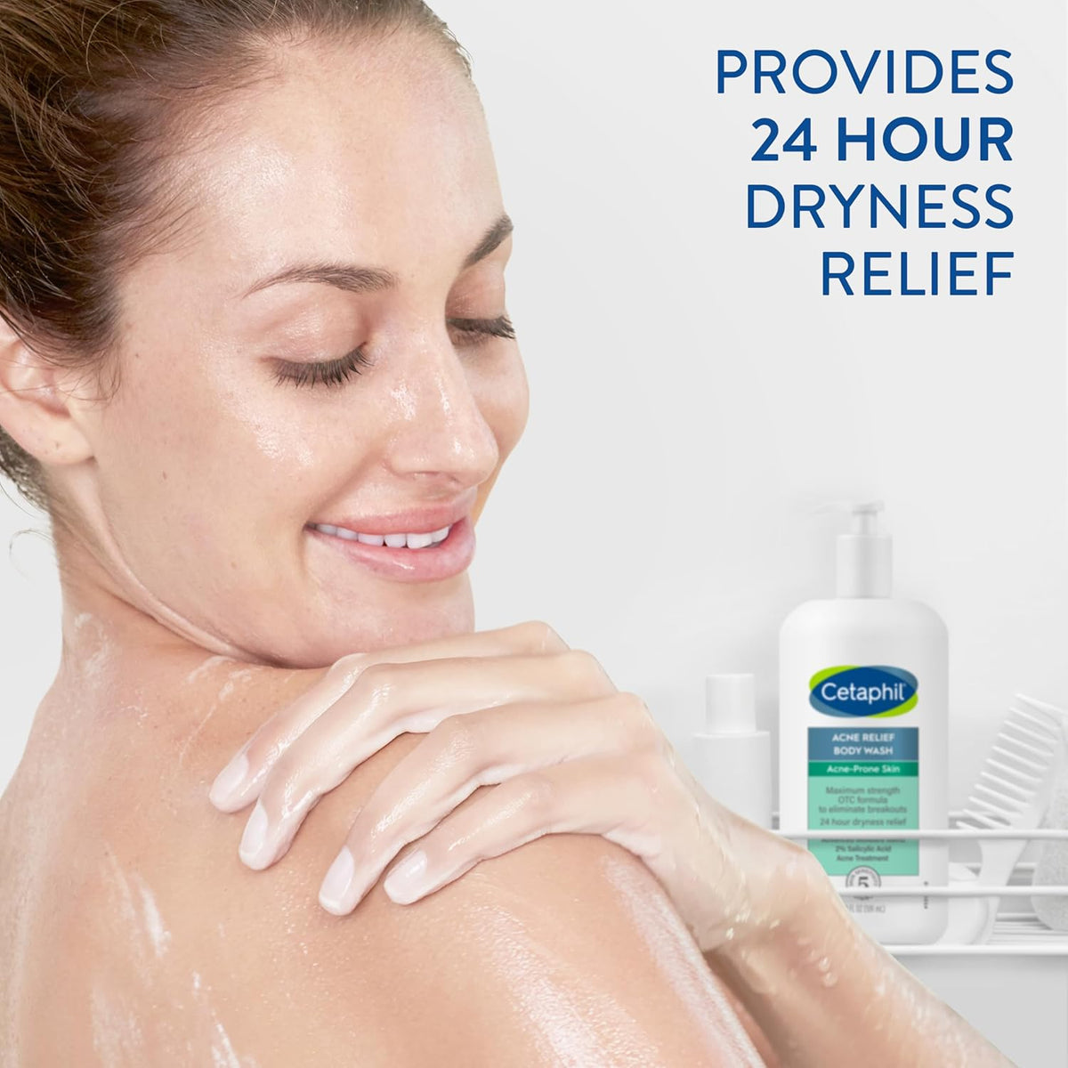 Cetaphil Body Wash, Acne Relief Body Wash with 2% Salicylic Acid to Eliminate Breakouts, Gently Exfoliates and Provides 24Hr Dryness Relief, 20 oz