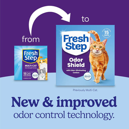 Fresh Step Clumping Cat Litter, Multi-Cat, Long Lasting Odor Control Kitty Litter with Activated Charcoal, Low Dust Formula, 14 lb