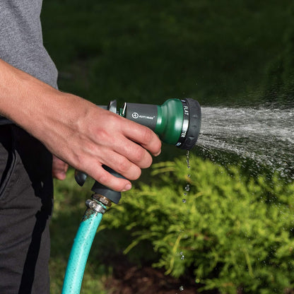 AUTOMAN-Garden-Hose-Nozzle, ABS Water Spray Nozzle with 7 Adjustable Watering Patterns, Slip Resistant for Watering Plants, Lawn& Garden, Washing Cars, Cleaning, Showering Pets & Outdoor Fun.