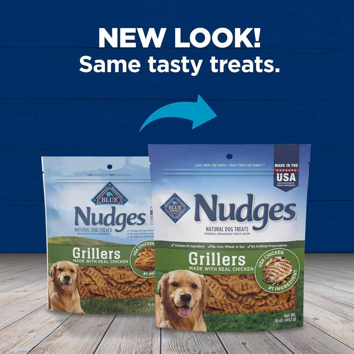 Blue Buffalo Nudges Grillers Natural Dog Treats, Made in the USA with Real Chicken, 16-oz Bag