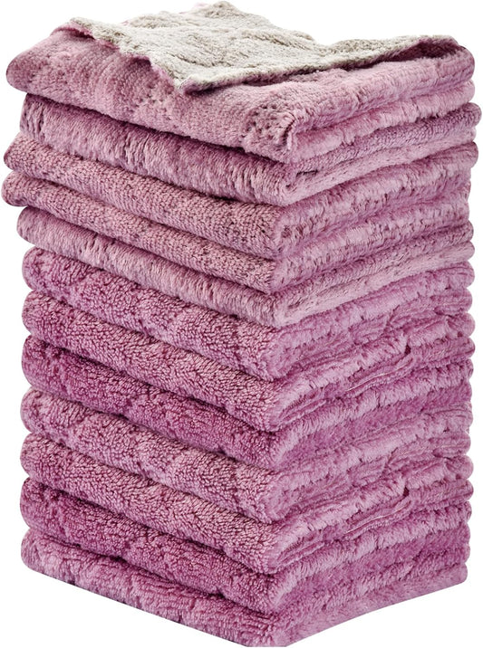 OstWony 12PCS Kitchen Towels Dish Towels, Multipurpose Reusable Dish Cloths, Double-Sided Microfiber Cleaning Rags for Furniture, Tea, Bowl, 10x 6 inch