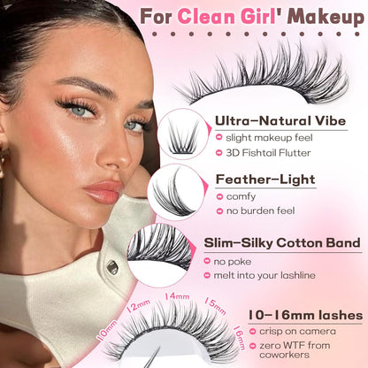 Goddvenus Lash Clusters Kit Wispy Eyelash Clusters Lashes Natural DIY Lash Extension Kit 10-16mm Cluster Eyelash Extensions Kit 300pcs C Curl Individual Lashes Cluster Eyelash (No Tweezers)