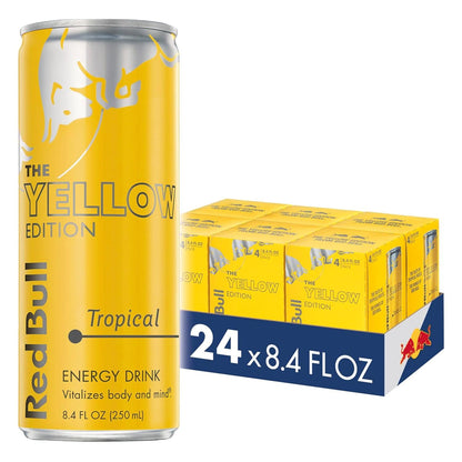 Red Bull Energy Drink, Tropical, Yellow Edition, 8.4 Fl Oz (24 Count)