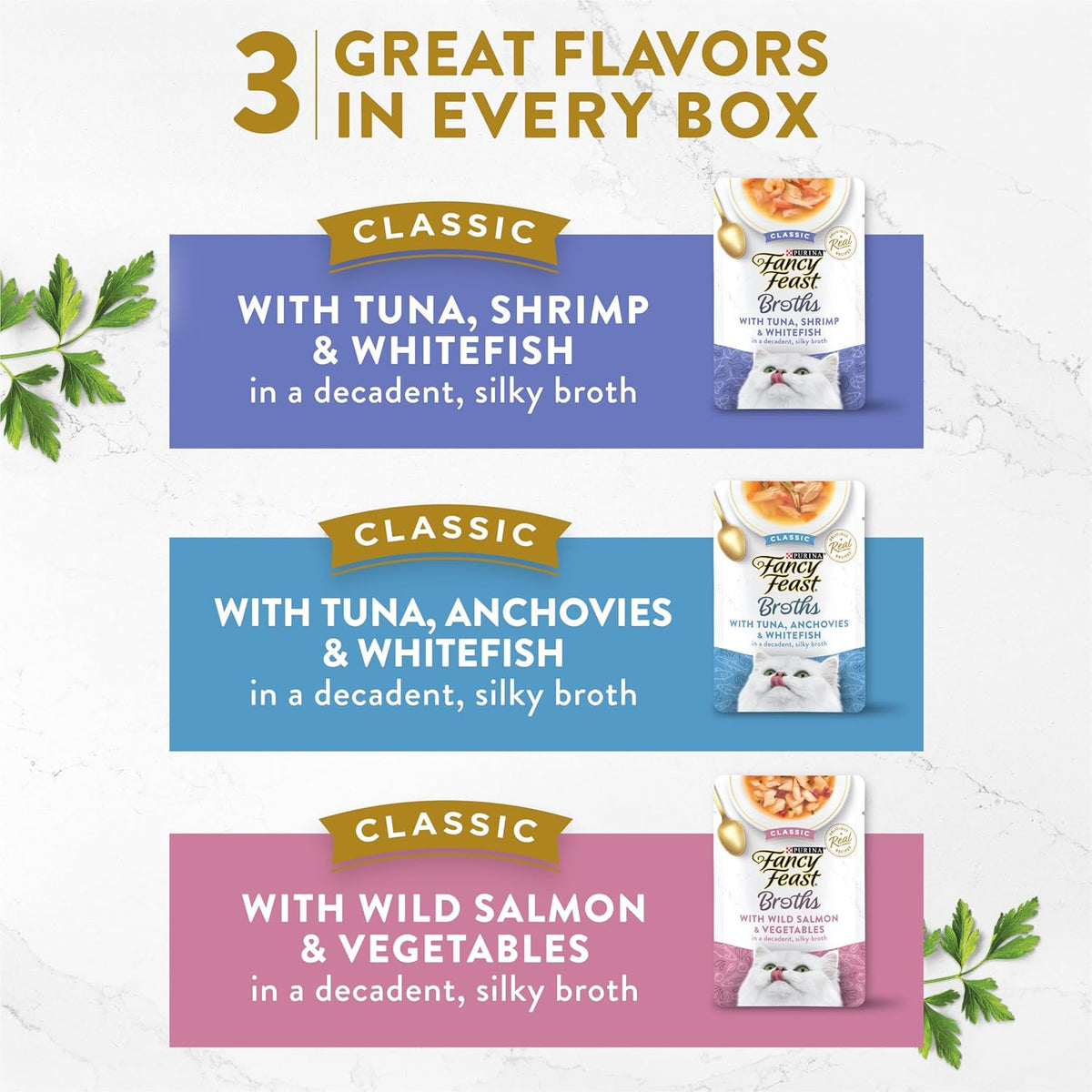 Purina Fancy Feast Lickable Wet Cat Food Broth Complement Classics Collection Variety Pack - (Pack of 12) 1.4 oz. Pouches