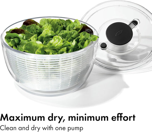 OXO Good Grips Salad Spinner | Lettuce Spinner | Fruit Washer | Fruit Washing Bowl with Strainer | Vegetable Cleaner | Salad Cleaner | Lettuce Washer | 6.22 Quart Capacity