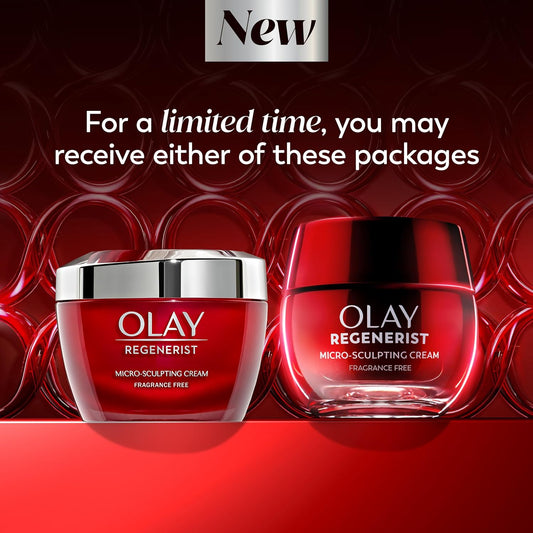 Olay Face Moisturizer, Regenerist Micro-Sculpting Cream for Women, Fragrance-Free - Anti-Aging, Anti-Wrinkle, Firming Skin Care - Triple Collagen Cream, Peptide, Hyaluronic Acid, Niacinamide, 1.7oz