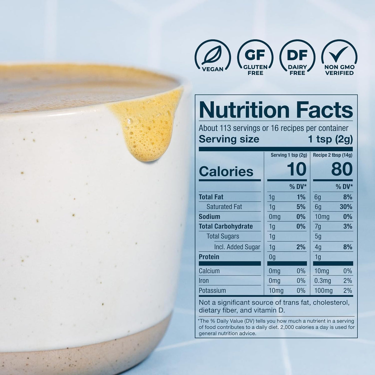 Laird Superfood Non-Dairy Coconut Powder Creamer - Sweet & Creamy + Adaptogens - Superfood Creamer with Functional Mushrooms - Non-GMO, Vegan, 16 oz. Bag, Pack of 1