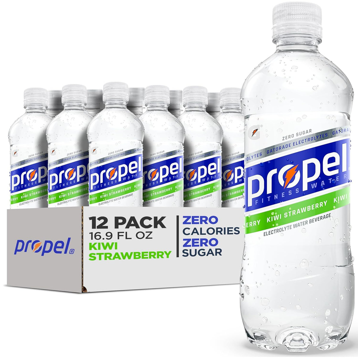 Propel, Kiwi Strawberry, Zero Calorie Sports Drinking Water with Electrolytes and Vitamins C&E, 16.9 Fl Oz (12 Count)