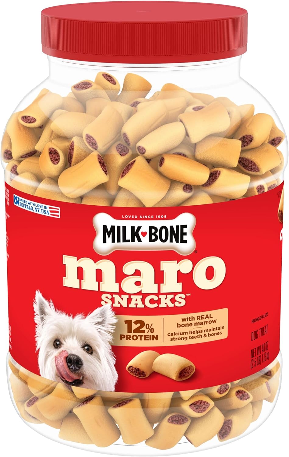Milk-Bone MaroSnacks Small Dog Treats with Real Bone Marrow, 40 Oz. Canister
