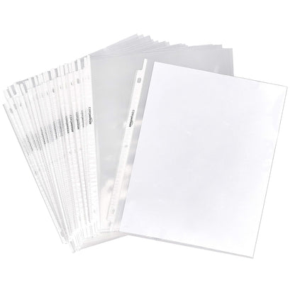 Amazon Basics Sheet Protectors for 3 Ring Binder, Heavyweight, Acid-Free, Clear Plastic Sleeves, Letter Size, 8.5 x 11 Inch, 100-Pack
