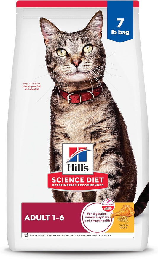 Hill's Science Diet Adult 1-6 Premium Nutrition Dry Cat Food, Chicken Recipe, 7 lb. Bag