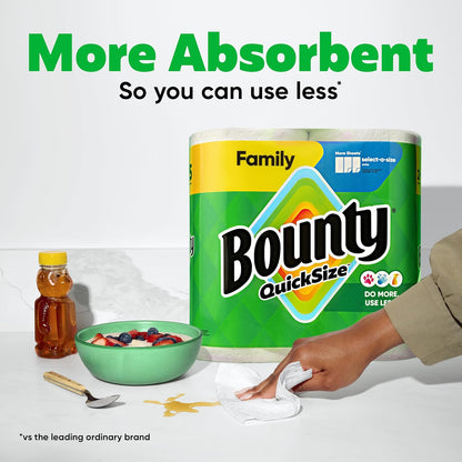 Bounty Quick Size Paper Towels, White, 8 Family Rolls