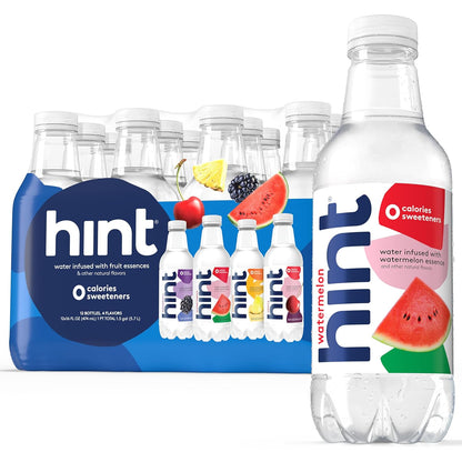 Hint Infused Bottled, Best Sellers Variety Pack - Sugar Free Flavored with Zero Calories, Natural Essences, and No Artificial Sweeteners - 16 Fl Oz (Pack of 12)