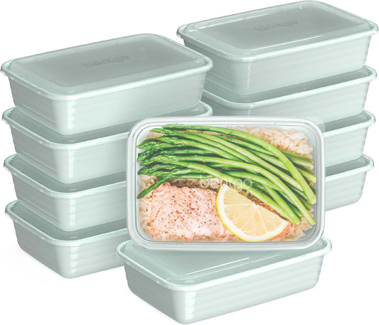 Bentgo Prep - 20-Piece 1-Compartment Reusable Meal Prep Containers with Lids, PFAS & BPA Free Materials, Durable, Microwave, Freezer, & Dishwasher Safe To Go Food Storage (Mint)