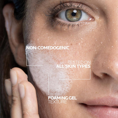 La Roche-Posay Vitamin C Brightening Face Wash, Gentle Foaming Facial Cleanser with Vitamin Cg and Vitamin B3 to Brighten and Even Skin Tone, Vitamin C Face Wash that Cleanses Dirt & Makeup, 200ml