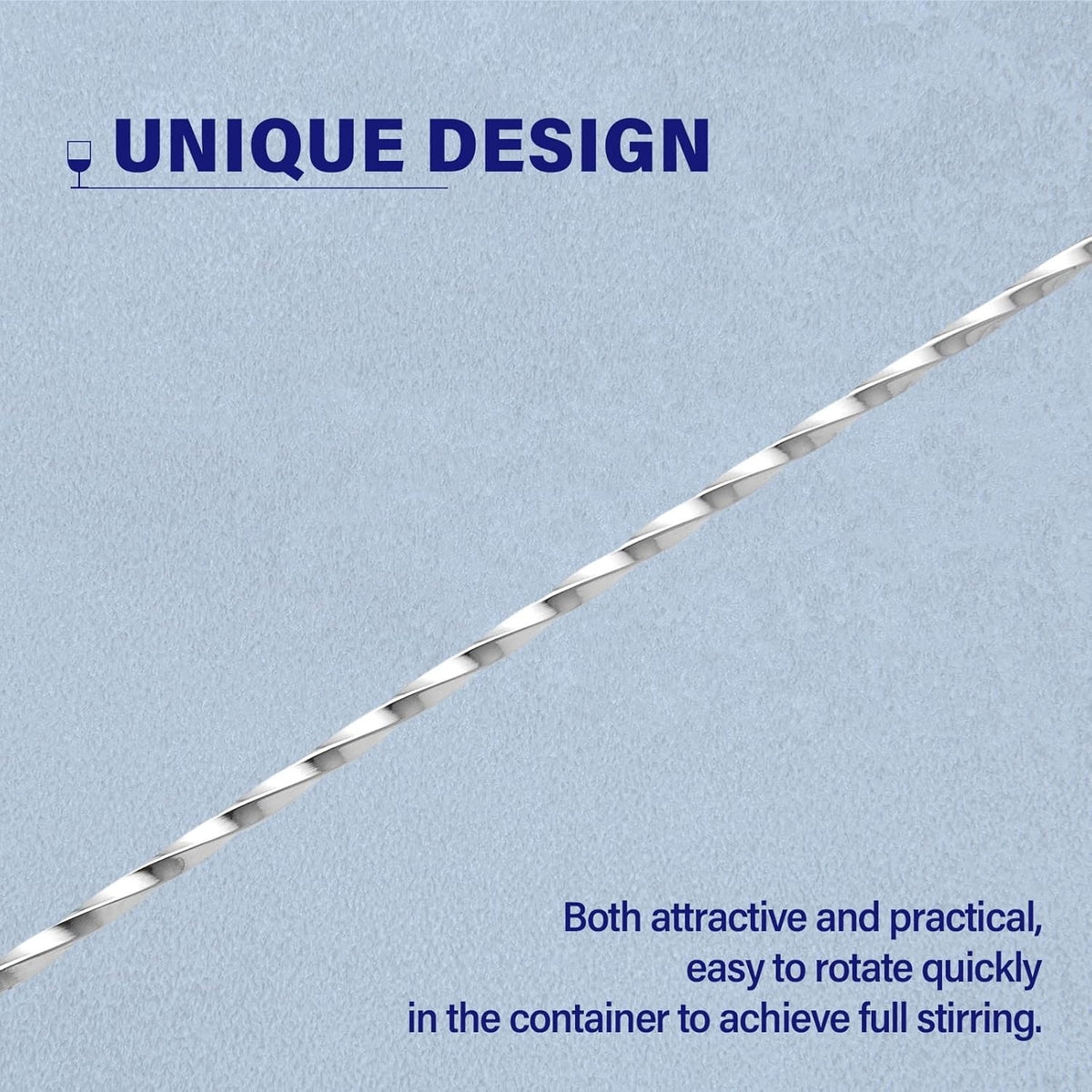Briout Bar Spoon Cocktail Mixing Stirrers for Drink, Stainless Steel 12 Inches Long Handle, Silver 2 Pieces