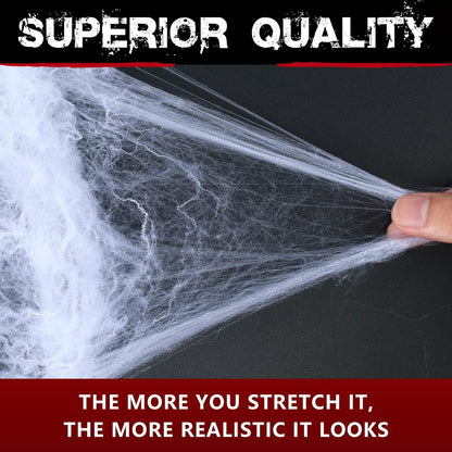 Halloween Spider Webs  1400 sqft Halloween Spider Webs Decorations with 150 Extra Fake Spiders, Super Stretchy Cobwebs for Halloween Decor Indoor and Outdoor