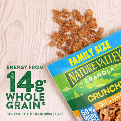 Nature Valley Crunchy Granola, Oats and Honey, Resealable Snack Pouch, Family Size, 24 oz