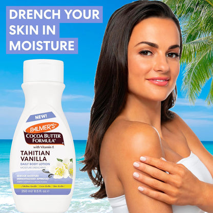 Palmer's Cocoa Butter Formula Tahitian Vanilla Body Lotion, 8.5 Oz, Daily Moisturizing Lotion for Dry Skin with Shea Butter & Vitamin E, Hydrates & Protects, Helps Provide 48-Hour Deep Moisture