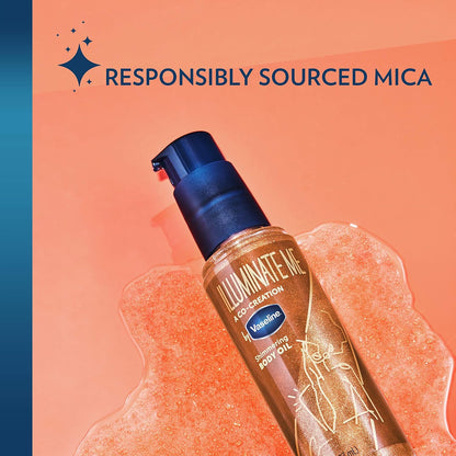Vaseline Illuminate Me Shimmering Body Oil Created for Melanin Rich Skin, Illuminates Skin with Finishing Touch of Shimmer for Glowing Skin 3.3 oz